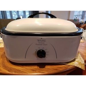 Rival Select 18 Qt  Electric Roaster Oven White w/ Buffet Server + Rack RO188BR